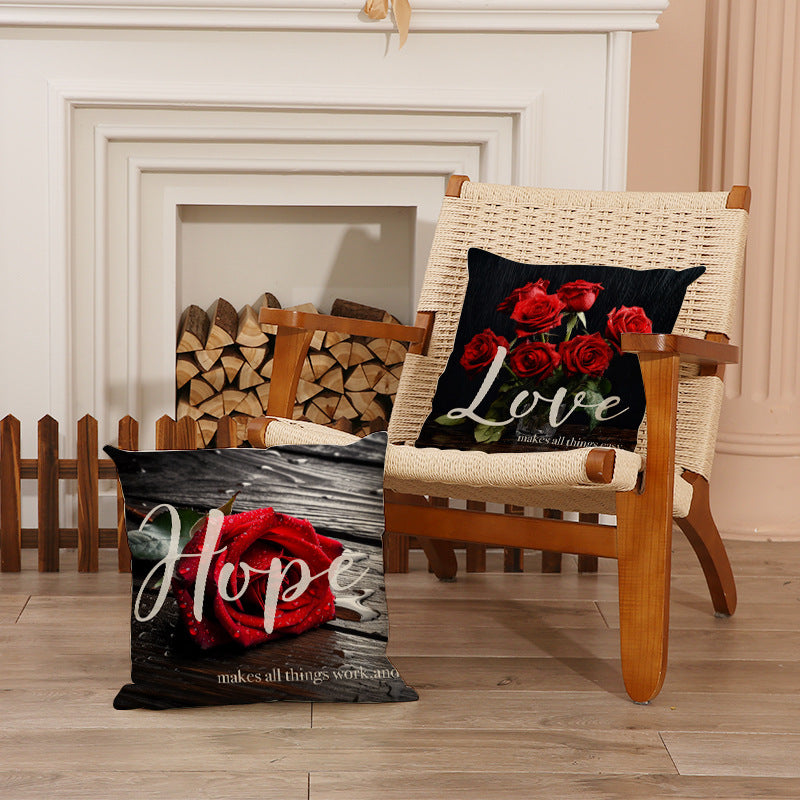 Valentine Rose Decorative Quote Pillow Covers Home Accent