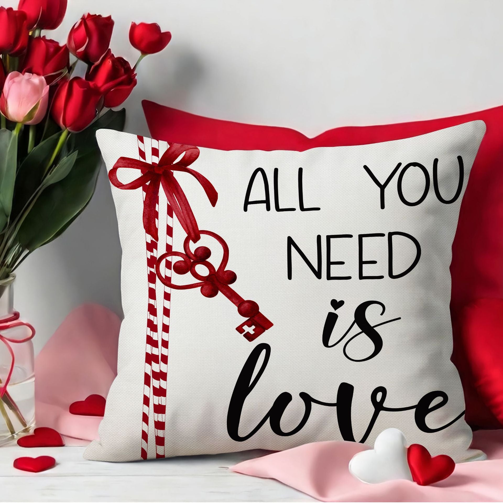 Valentines Day Linen Throw Pillow Covers Nordic Home Decor