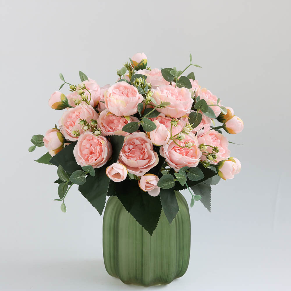 Valentine Faux Rose Peony Bouquet 5 Stems 9 Heads Home Decor