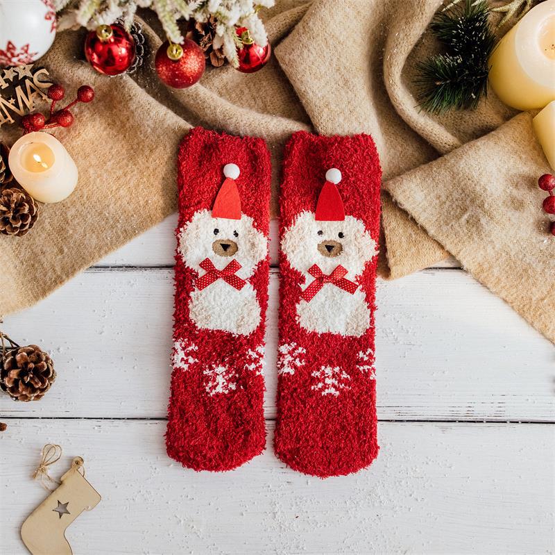 Christmas Coral Fleece Socks Cozy Holiday Winter Socks