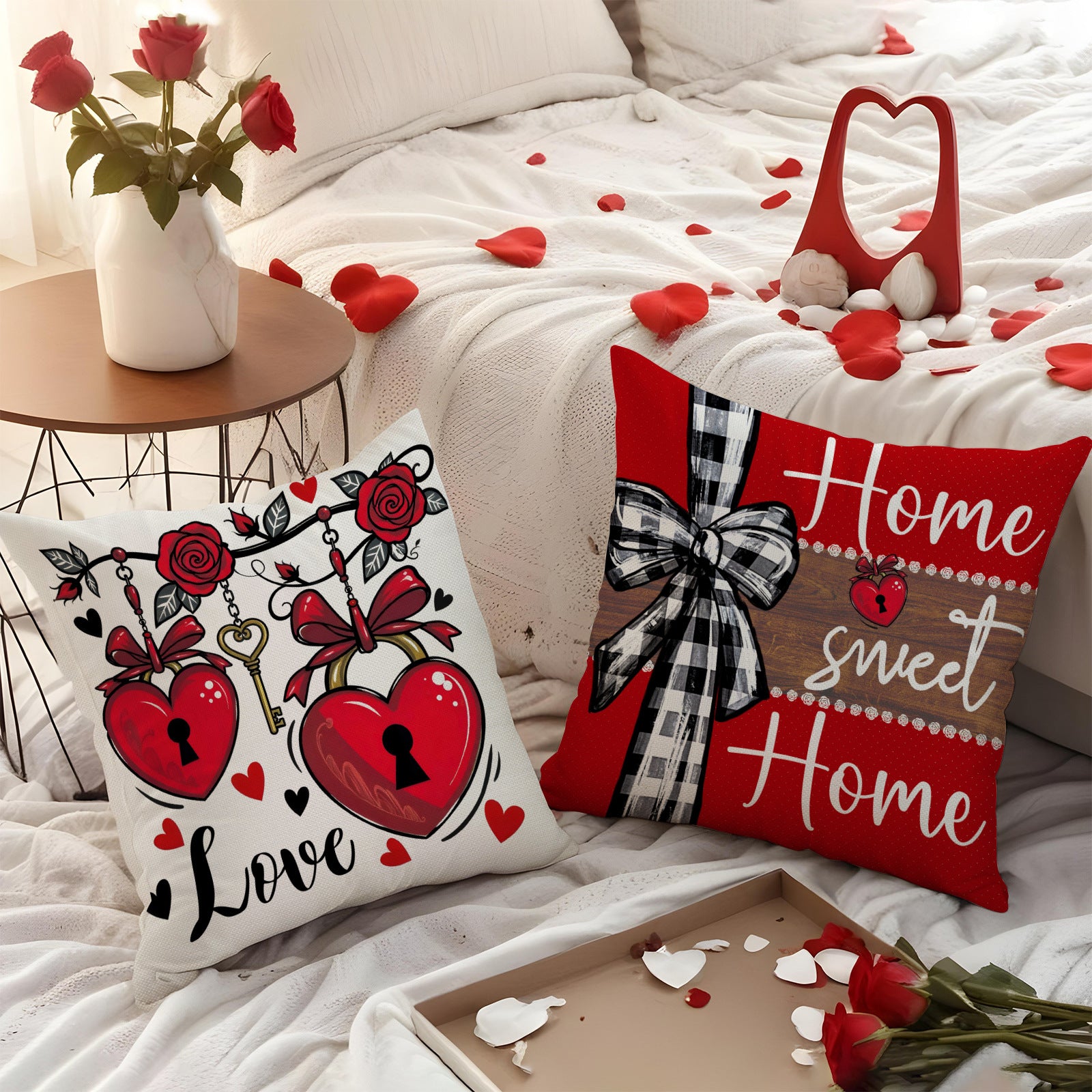 Valentine Love Lock Pillow Covers Nordic Romantic Set