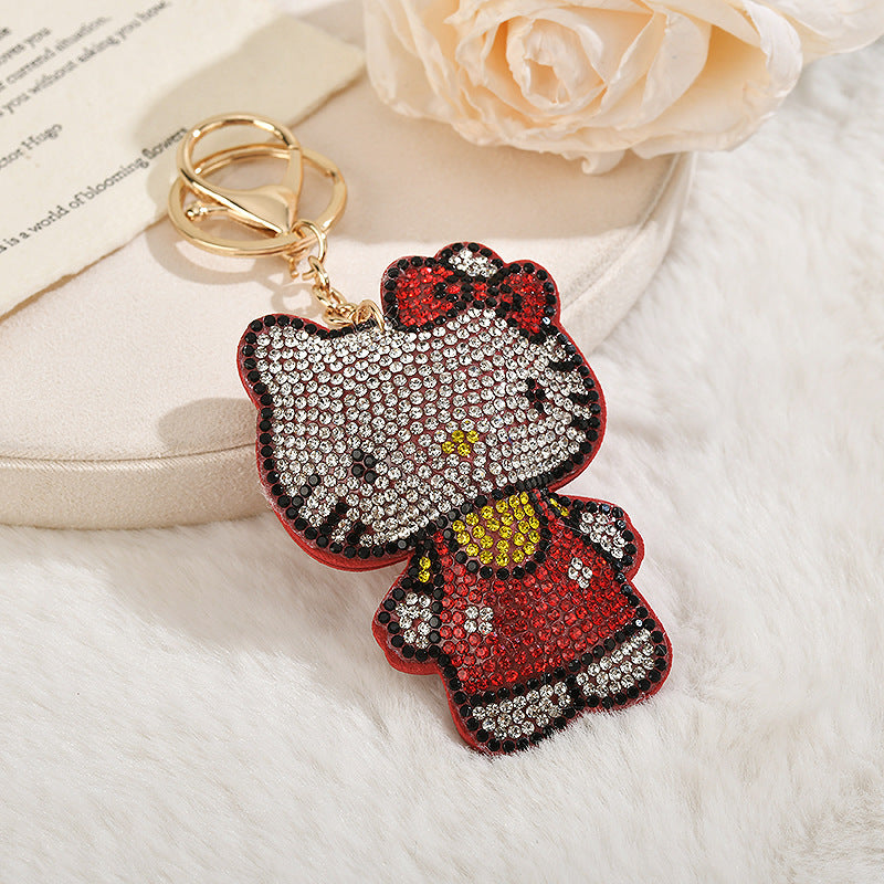 Kawaii Rhinestone Cat Keychain Cute Bag Charm