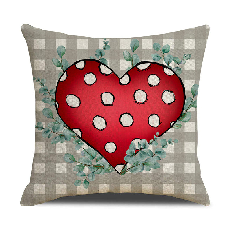 Valentine Heart Pillow Covers Decorative Linen Sofa Cushions