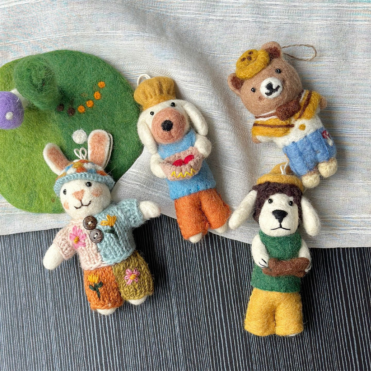 Handmade Wool Felt Animal Puppy Bear Hanging Ornament Bag Charm