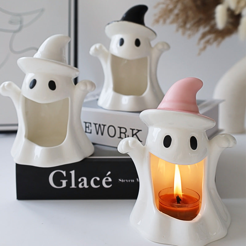 Ghost Candle Holder Halloween Decor for Tabletop Display