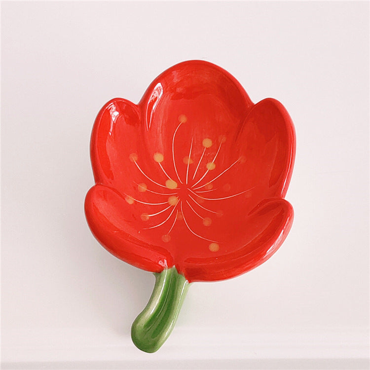Flower Ceramic Soap Dish Floral Bathroom Tray Decor