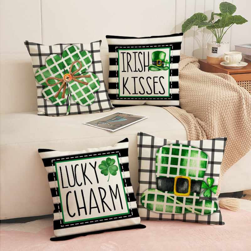 St. Patrick’s Day Green Shamrock Pillow Cover Home Decor