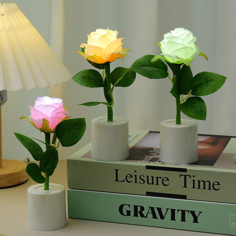 Mini LED Rose Night Light Bedroom Tabletop Decor