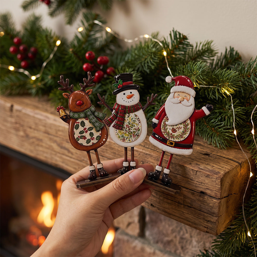 Wooden Christmas Tabletop Decor Santa Snowman Reindeer