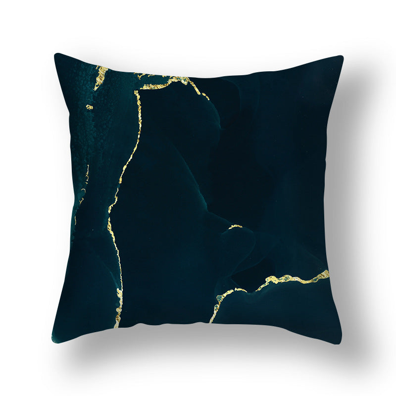 Abstract Gold Marble Square Throw Pillow Cover Velvet