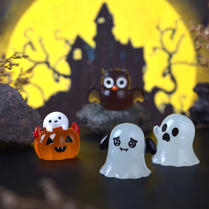 Halloween Ghost Glow In The Dark Resin Mini Figurines Decor