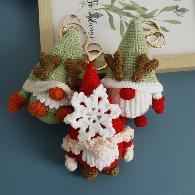 Handmade Crochet Christmas Gnome Reindeer Holiday Keychain