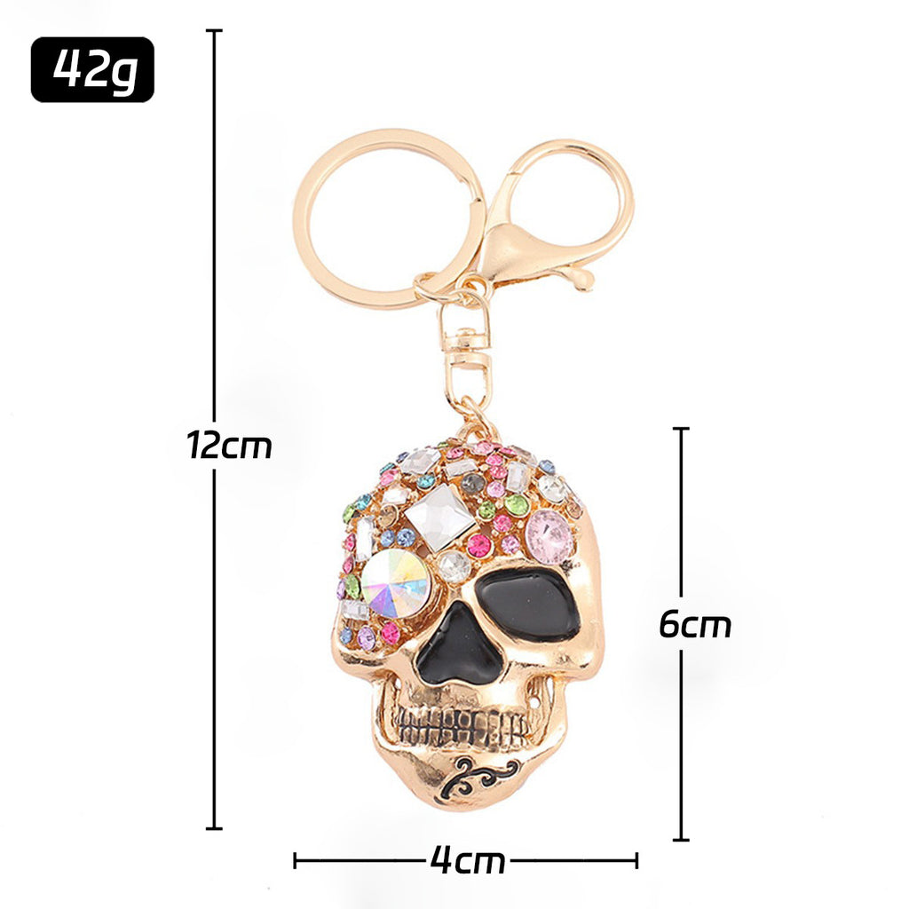Crystal Skull Keychain Metal Rhinestone Bag Charm