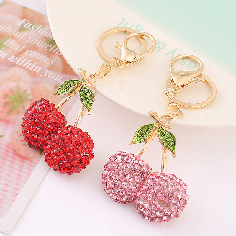 Valentine Cherry Rhinestone Keychain Gift Charm
