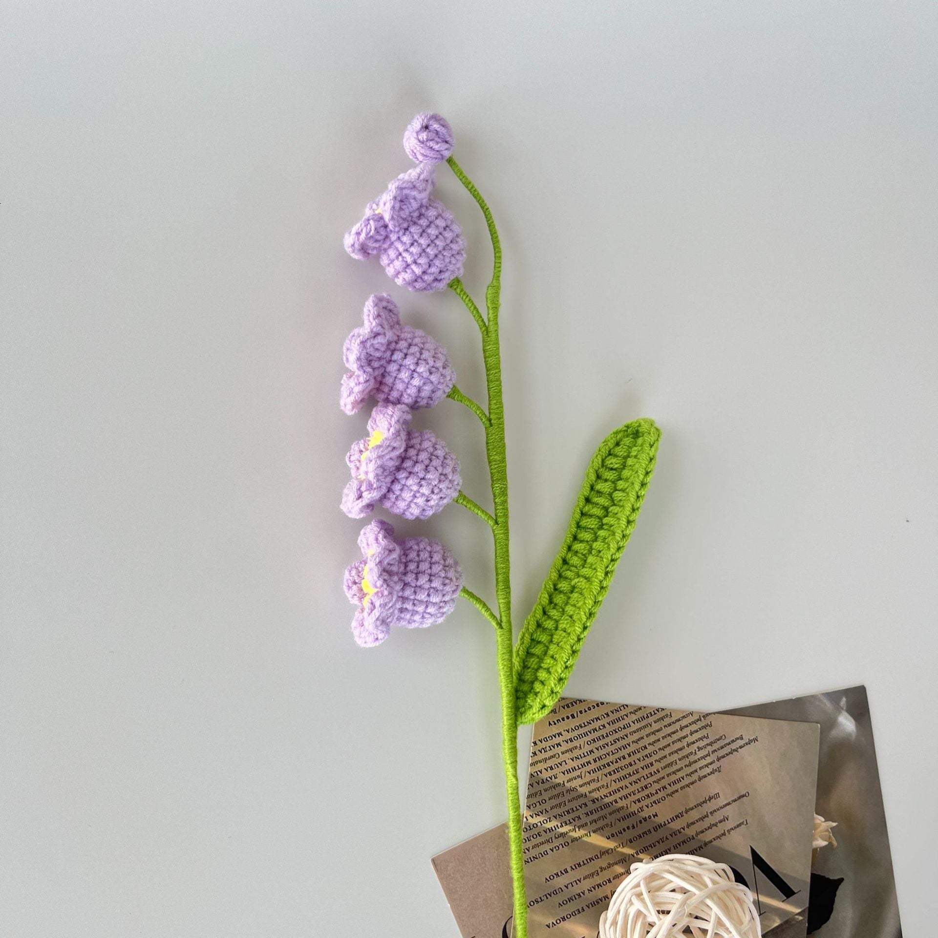 Handmade Crochet Lily of the Valley Stem Floral Decor