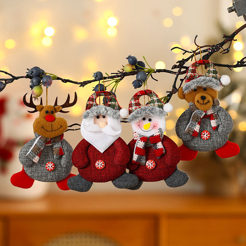 Cozy Plush Christmas Character Ornament Holiday Decoration Set