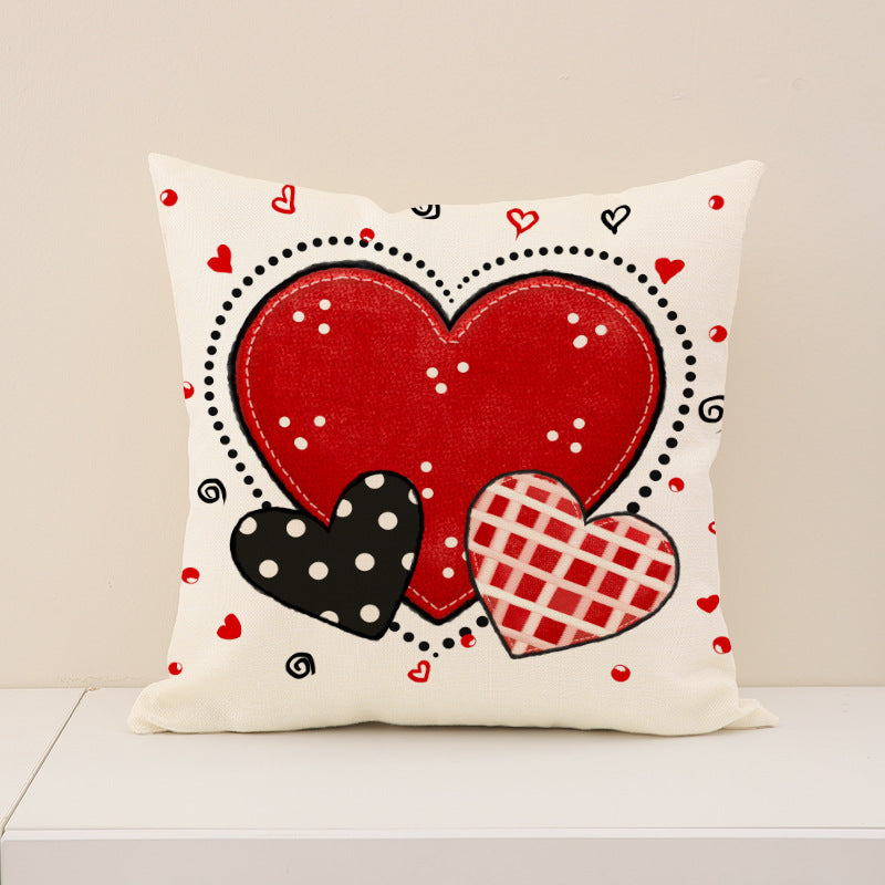 Valentine Heart Print Throw Pillow Covers Love Decor Set