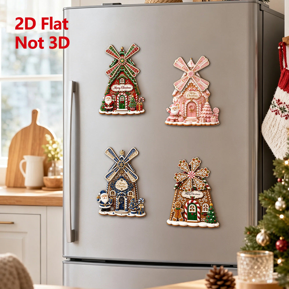 Christmas Fridge Magnet Rotatable Windmill Holiday Decor