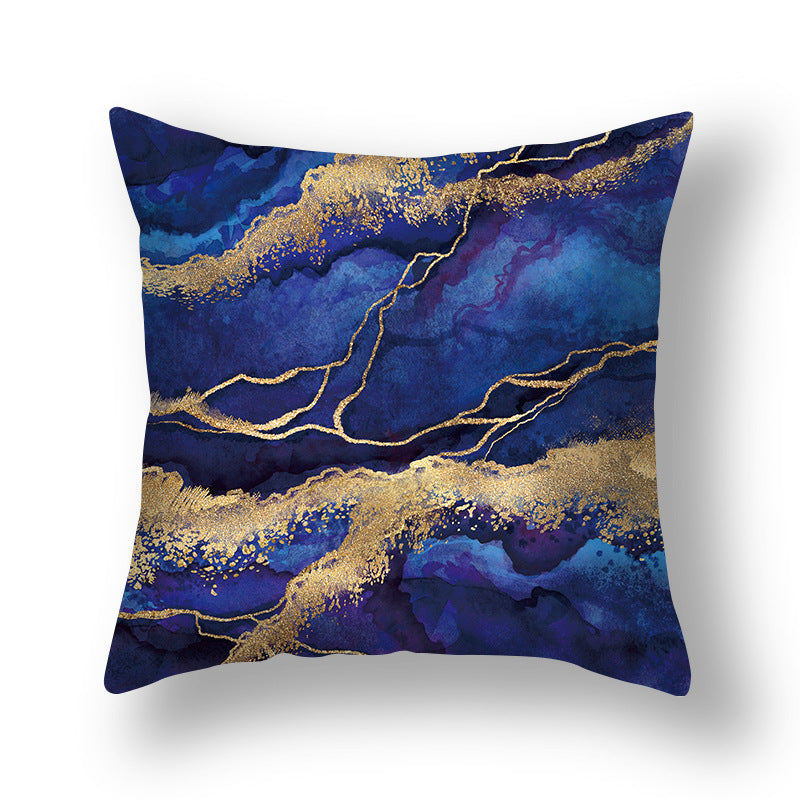 Abstract Gold Foil Linen Throw Pillow Cover 18x18 Square