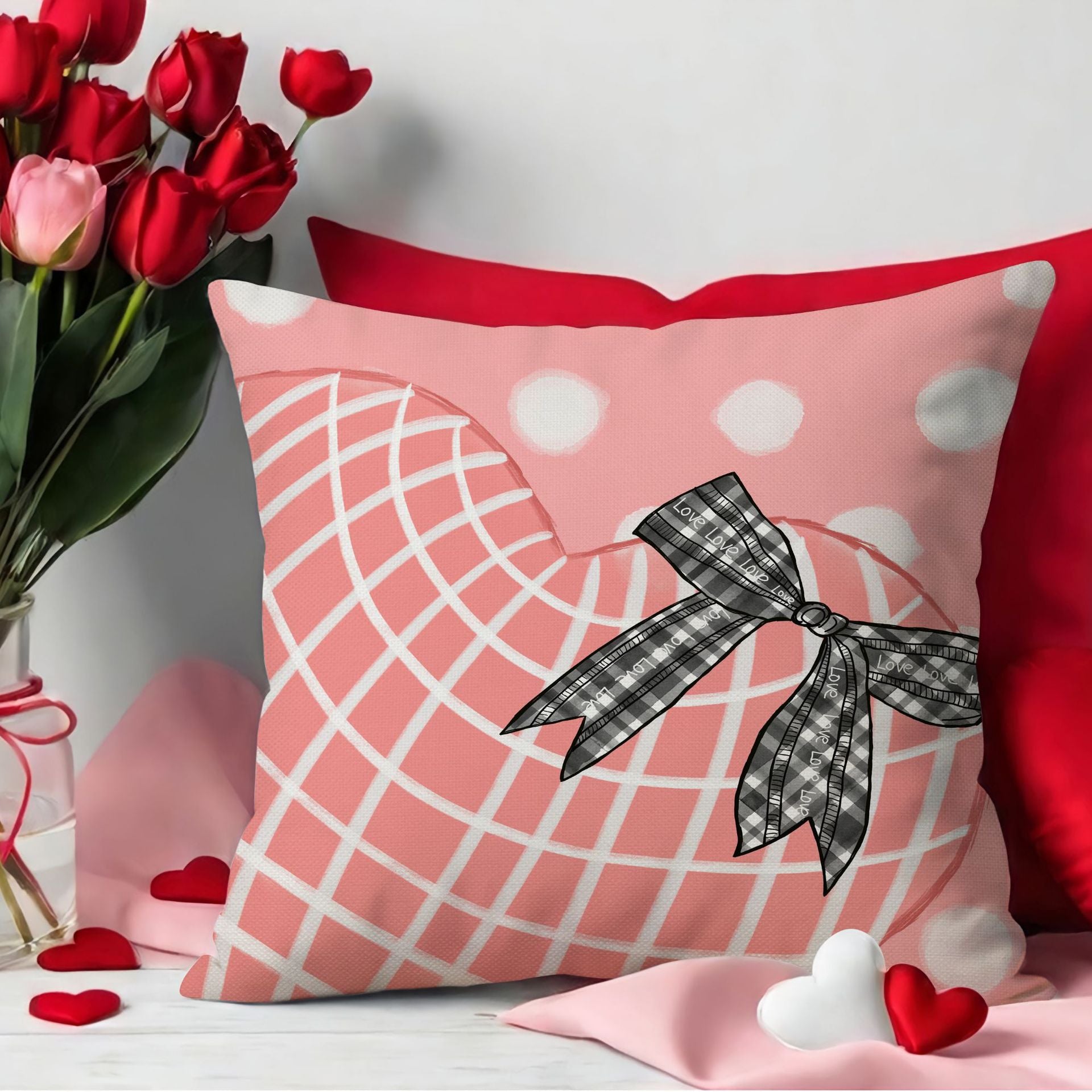 Valentine Pink Heart Throw Pillow Covers Cute Nordic Decor