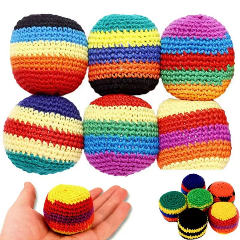 Crochet Footbag Hacky Sack Ball Multicolor Juggling Toy