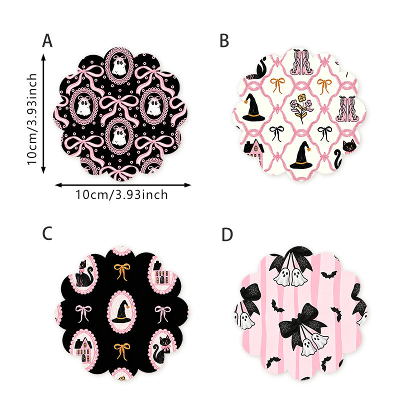 Wooden Halloween Coaster Set Seasonal Table Decor