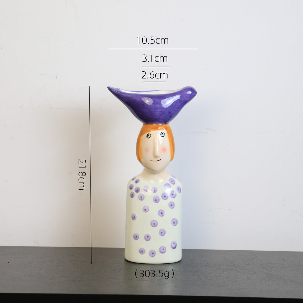 Nordic Cartoon Ceramic Vase Home Desk Flower Decor