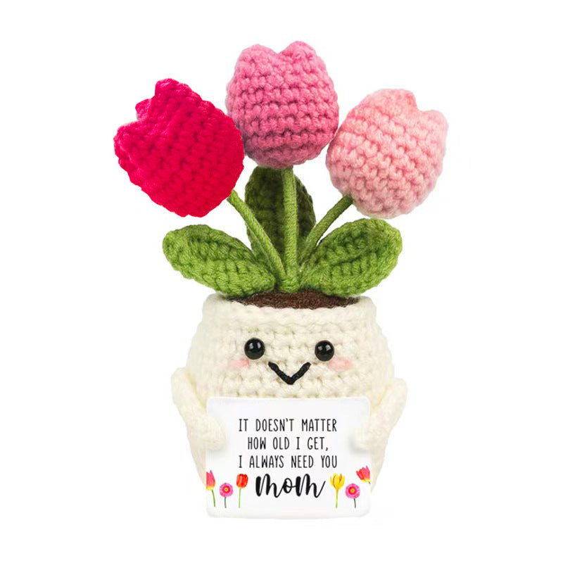 Handmade Crochet Flower Pot Positive Desk Decor