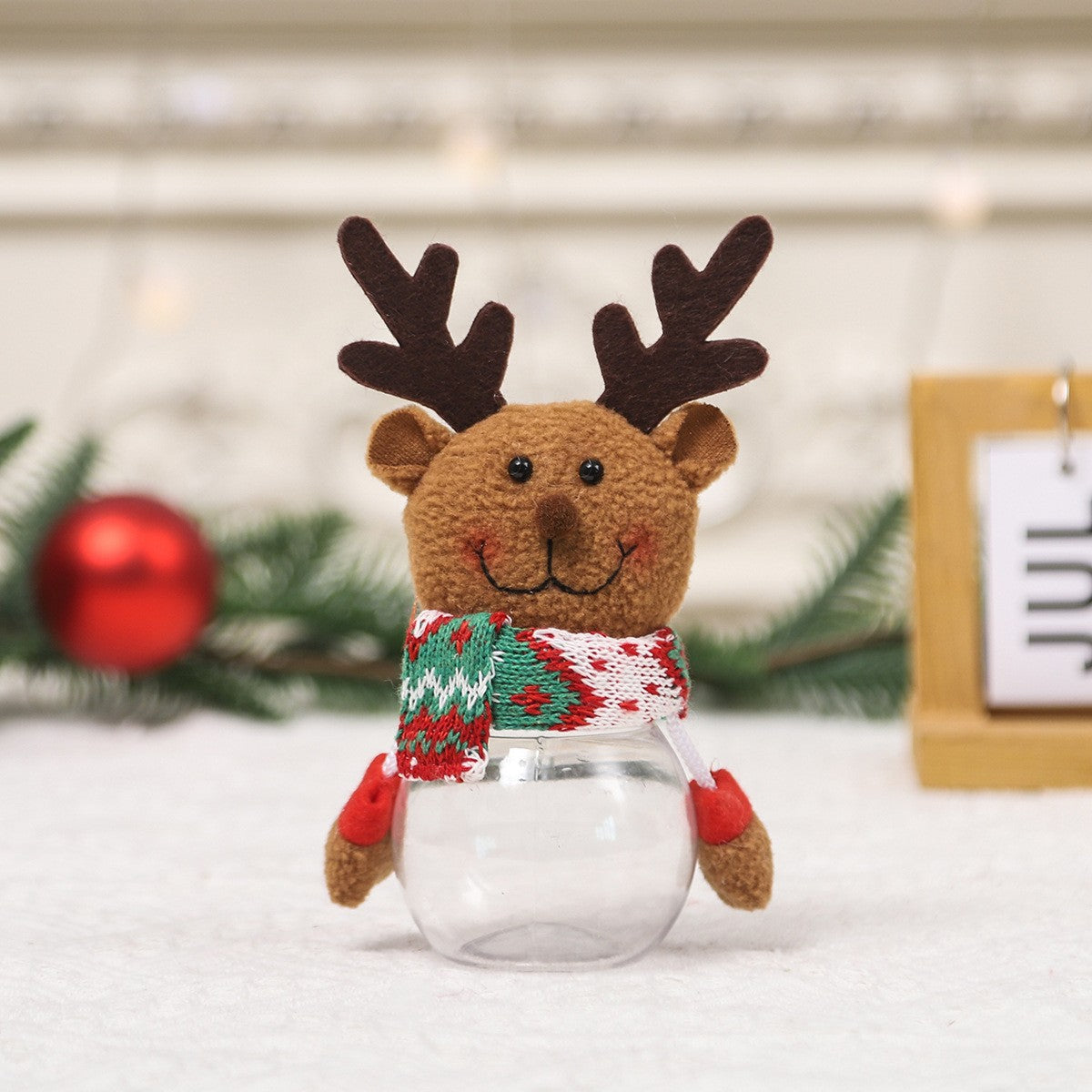 Christmas Candy Jar Figurine Holiday Tabletop Decoration