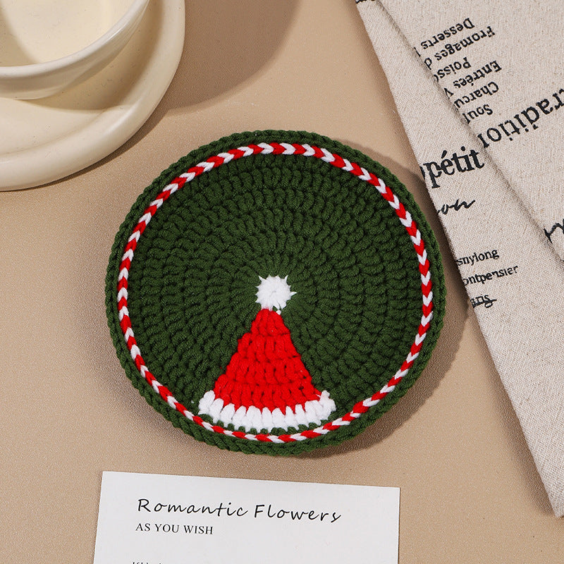 Christmas Crochet Coasters Handmade Holiday Tabletop Decor