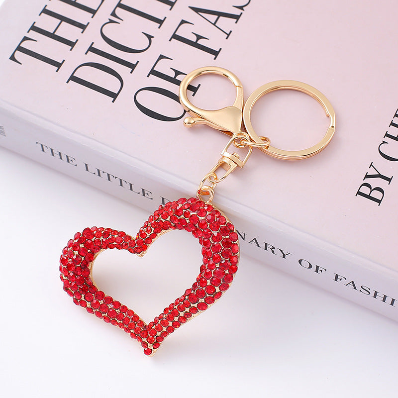 Valentine’s Day Rhinestone Heart Keychain Metal Bag Charm