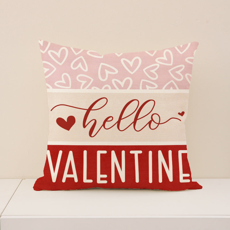 Red Valentine's Day Heart Pillow Covers Set for Sofa Decor