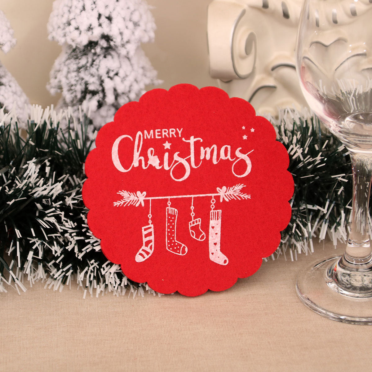 Christmas Felt Coaster Holiday Table Decor