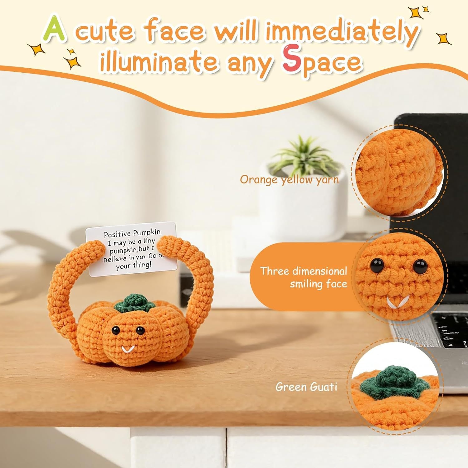 Handmade Crochet Pumpkin Halloween Emotional Support Plush
