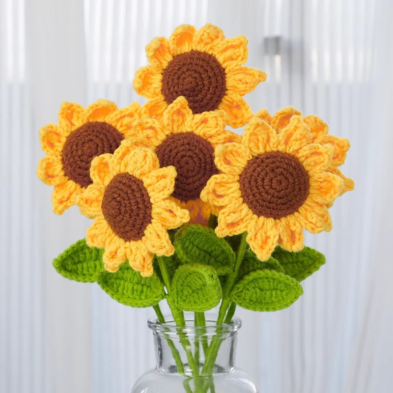 Crochet Sunflower Bouquet Handmade Yarn Flower Decor
