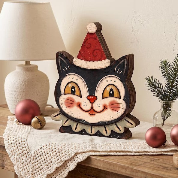 Christmas Wooden Tabletop Figurine Holiday Decor Display