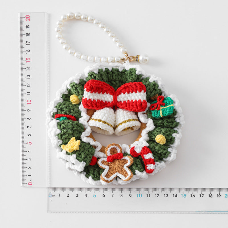 Handmade Crochet Christmas Wreath Car Hanging Decoration