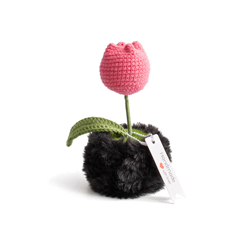 Valentine Handmade Crochet Tulip Potted Flower Gift
