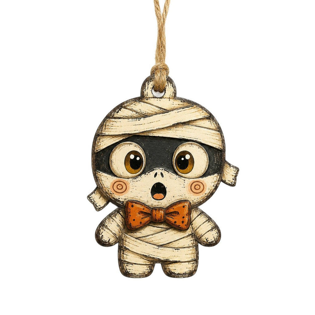 Wooden Halloween Ornament Double Sided Printed Rustic Holiday Decor