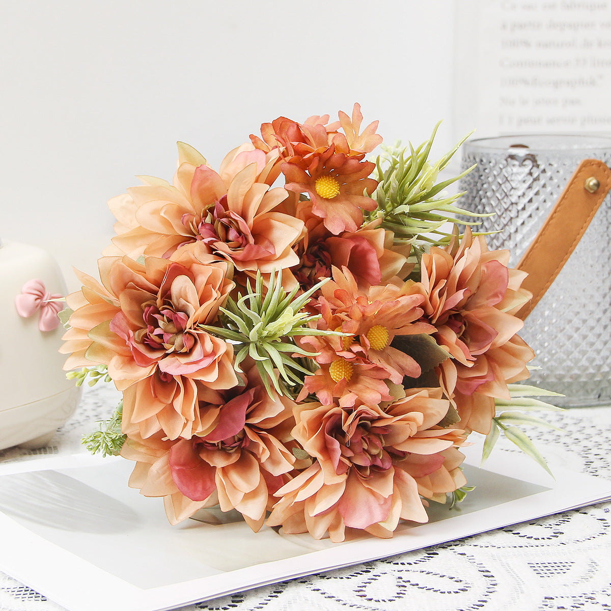 Valentine Elegant Artificial Dahlia Bouquet for Home Decor