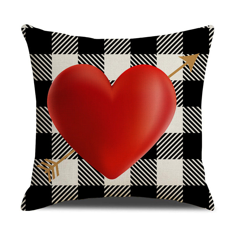 Valentine Love Pillow Covers Red Heart Plaid Home Decor
