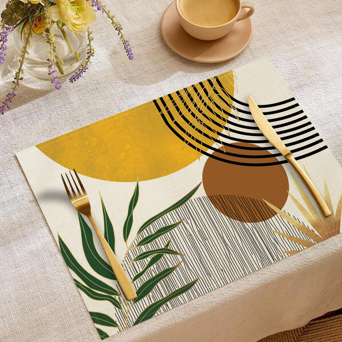 Nordic Geometric Linen Placemats Heat Resistant Table Decor