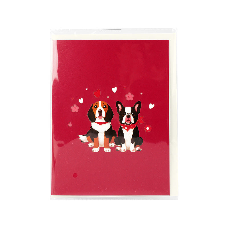 Valentines 3D Pop Up Dog Greeting Card Handmade Cute Gift