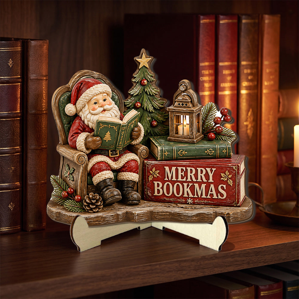Christmas Reading Theme Wooden Tabletop Decor