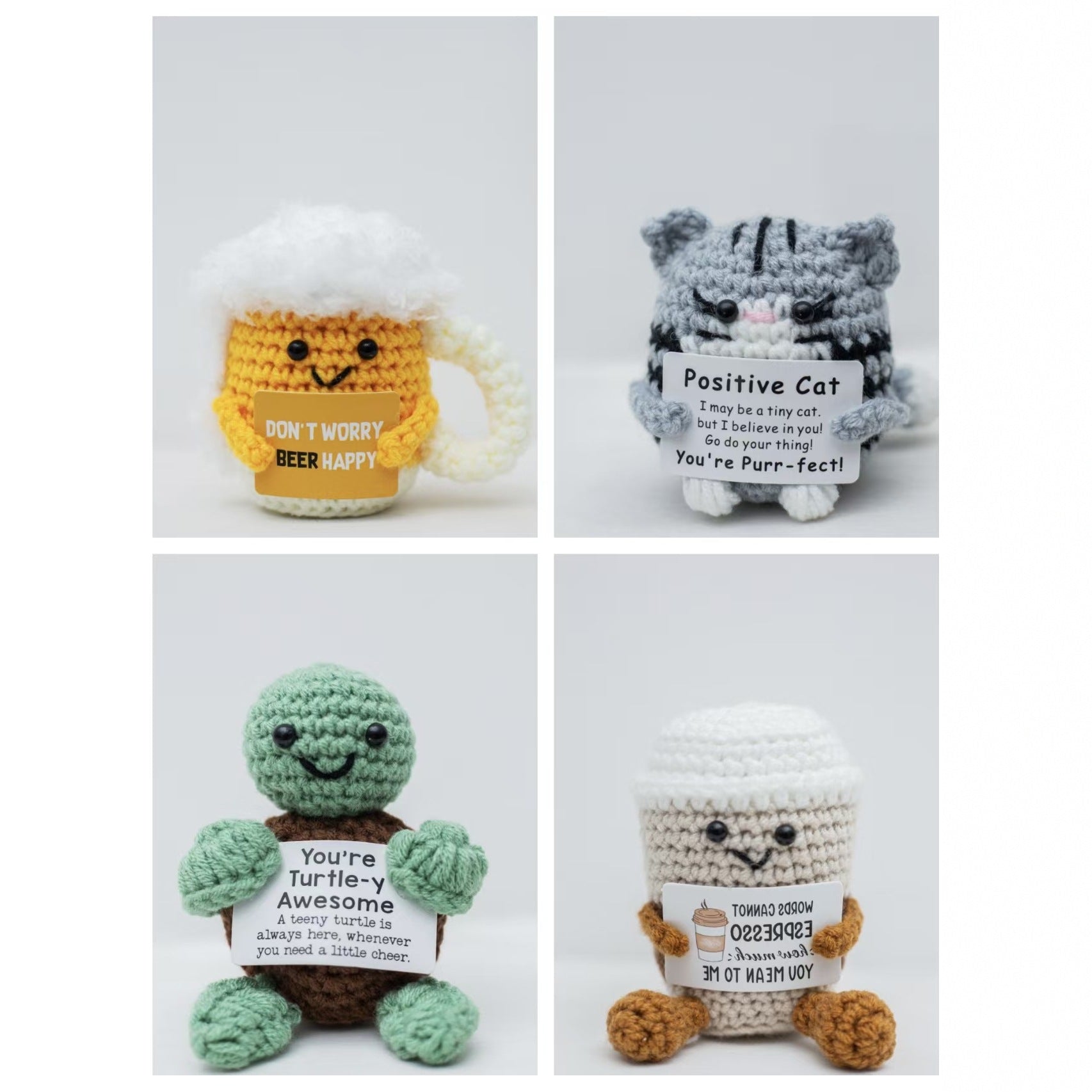 Crochet Plush Toy Cute Knitted Gift with Positive Message