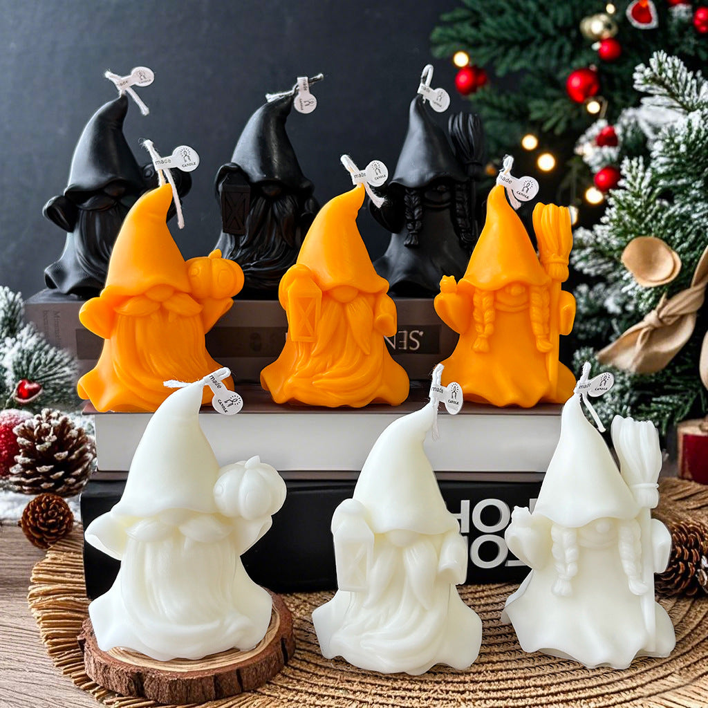 3D Gnome Christmas Candle Holiday Decor Festive Tabletop Accent