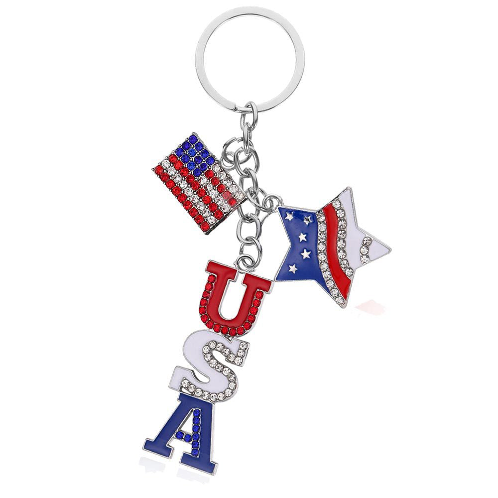 4th of July Patriotic USA Flag Keychain Accessory