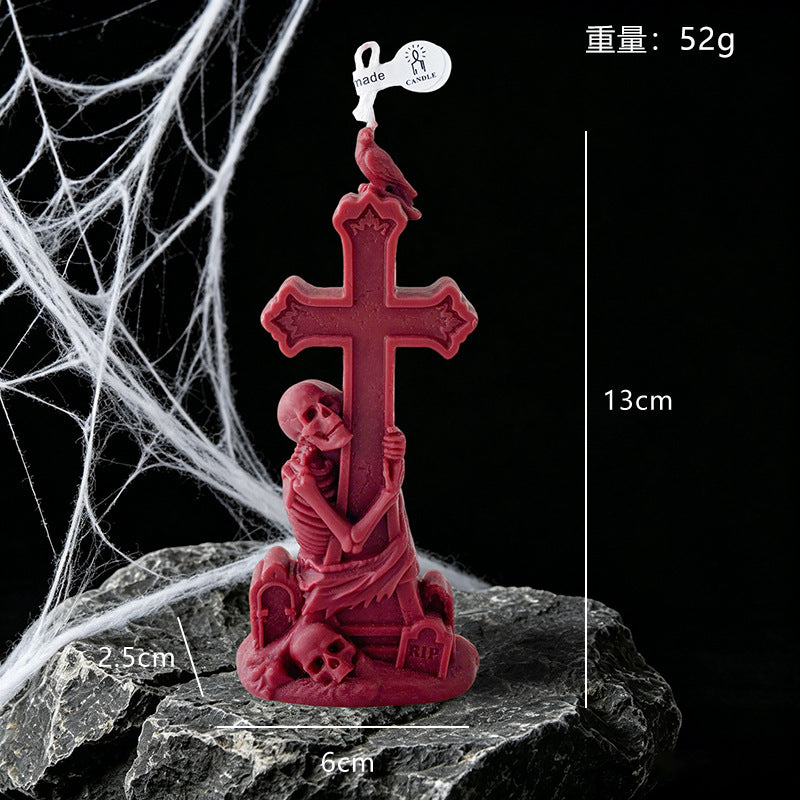 Cross Candle Halloween Decor Gothic Seasonal Home Accent Gift