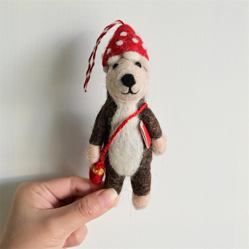 Needle Felt Animal Keychain Handmade Wool Felt Bag Charm