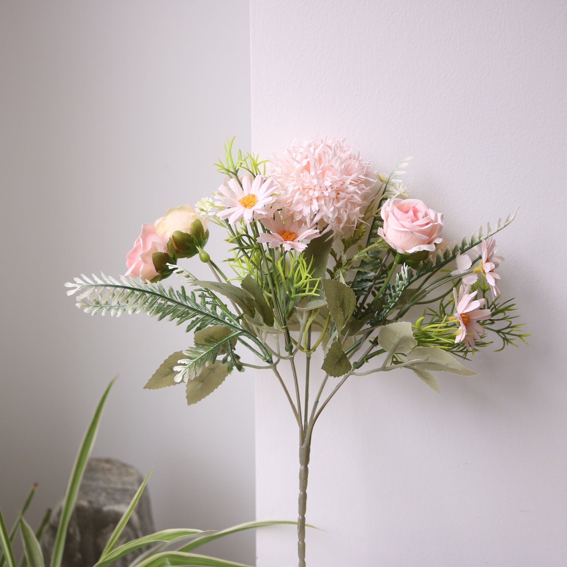 Valentine Faux Thistle Rose Daisy Bouquet Woodland Decor